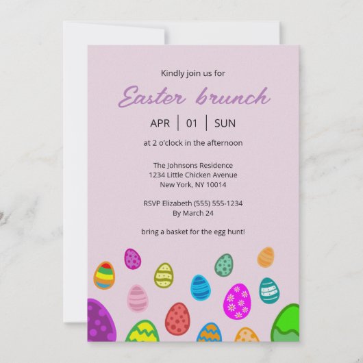 Bunte und schöne Ostereier Einladung (Vorderseite)