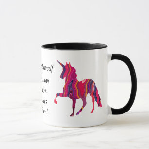 Bunte Unicorn-Tasse mit niedlichem Sprichwort auf Tasse