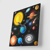 Bunte Universum-Astronomie-Raum-Wanduhr Quadratische Wanduhr (Winkel)