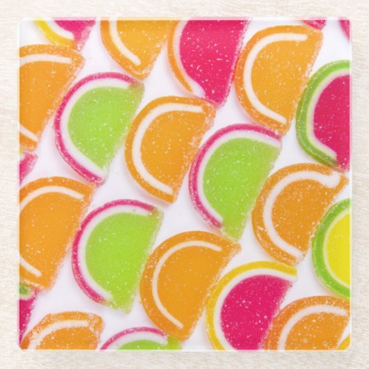 Bunte unterschiedliche Gelee-Süßigkeit Glasuntersetzer (Vorderseite)