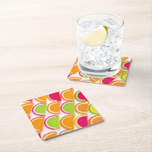 Bunte unterschiedliche Gelee-Süßigkeit Rechteckiger Pappuntersetzer (Vor Ort)