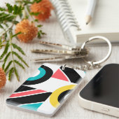 Bunte, urbane, trendige, moderne geometrische Kuns Schlüsselanhänger (Vorderseite rechts)