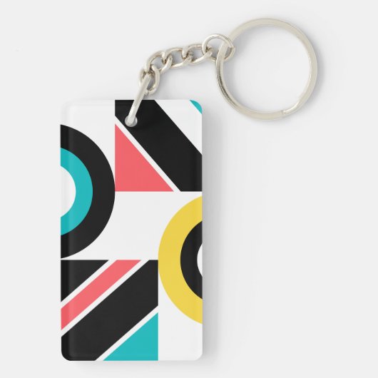 Bunte, urbane, trendige, moderne geometrische Kuns Schlüsselanhänger (Rückseite)