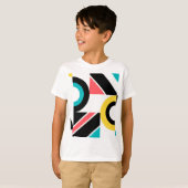 Bunte, urbane, trendige, moderne geometrische Kuns T-Shirt (Vorne ganz)