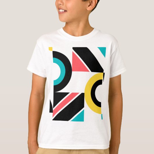 Bunte, urbane, trendige, moderne geometrische Kuns T-Shirt (Vorderseite)