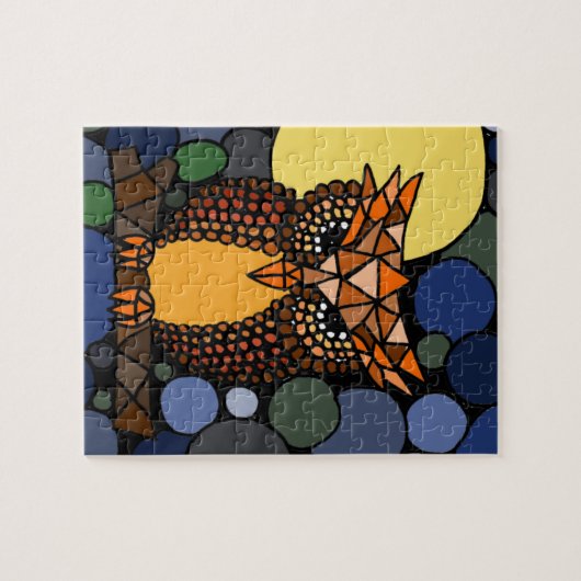 Bunte ursprüngliche Eulen-abstrakter Kunst-Entwurf Puzzle (Horizontal)