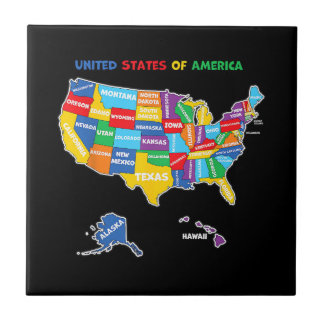 Bunte Vereinigte Staaten von Amerika Karte mit Bun Fliese