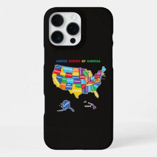 Bunte Vereinigte Staaten von Amerika Karte mit Bun iPhone 16 Pro Max Hülle