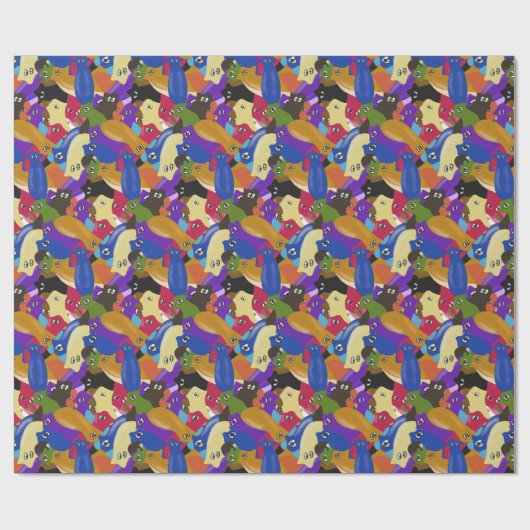 Bunte verrückte quere mit Augen Planarianwürmer Geschenkpapier (Flach)