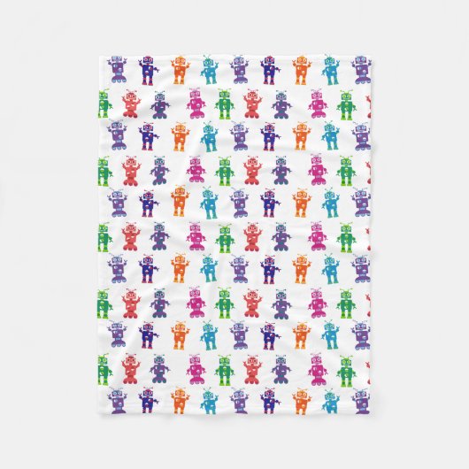 Bunte verrückte Roboter-gemütliche Kinder Fleecedecke (Vorderseite)