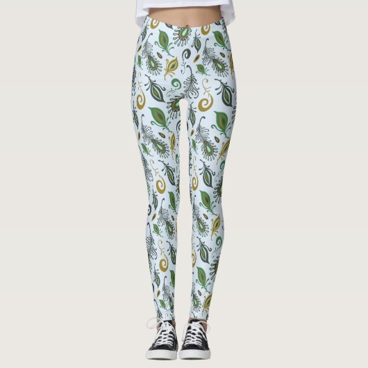 Bunte verschiedene Federn Leggings (Vorderseite)