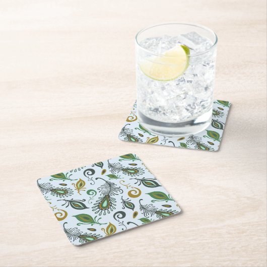 Bunte verschiedene Federn Rechteckiger Pappuntersetzer (Vor Ort)