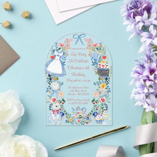 Bunte verzauberte Alice im Wunderland zum Geburtst Acryleinladungen (Insitu (Hochzeit))