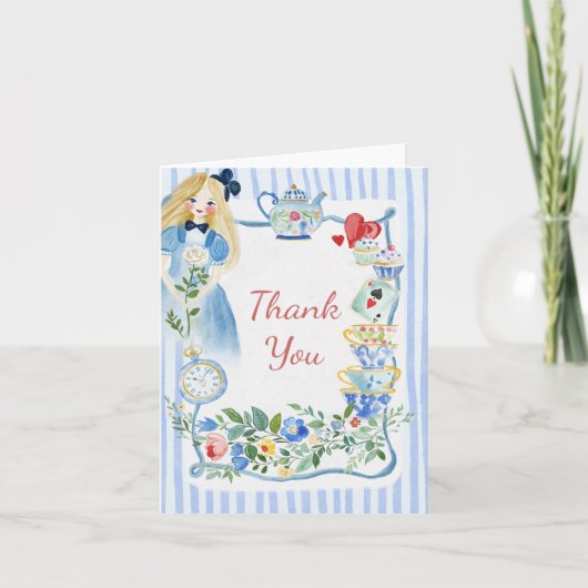 Bunte verzauberte Alice im Wunderland zum Geburtst Dankeskarte (Vorderseite)