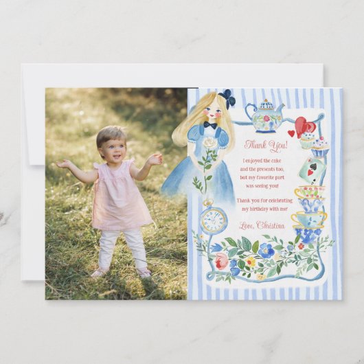 Bunte verzauberte Alice im Wunderland zum Geburtst Dankeskarte (Vorderseite)