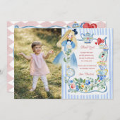 Bunte verzauberte Alice im Wunderland zum Geburtst Dankeskarte (Vorne/Hinten)