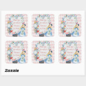 Bunte verzauberte Alice im Wunderland zum Geburtst Quadratischer Aufkleber (Blatt)