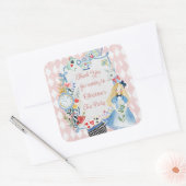 Bunte verzauberte Alice im Wunderland zum Geburtst Quadratischer Aufkleber (Umschlag)