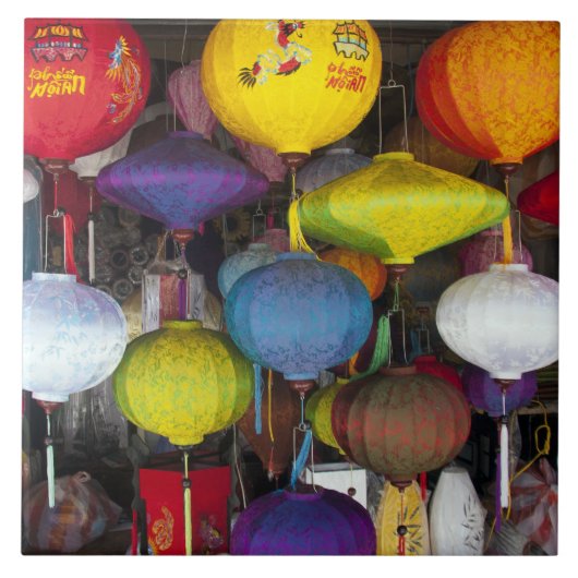 Bunte vietnamesische Laternen Fliese (Vorderseite)