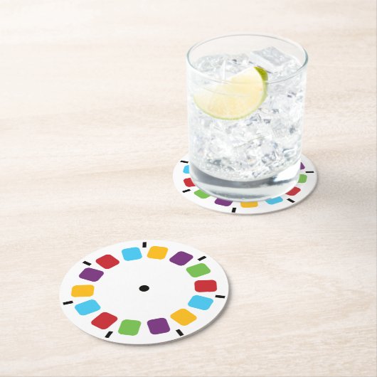 Bunte Viewmaster Spulen-Retro modernes Runder Pappuntersetzer (Vor Ort)