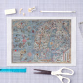 Bunte Vintage alte Weltkarte Skandinaviens Seidenpapier (Handwerk)