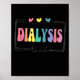 Bunte Vintage-Herzen Dialyse-Techniker Nephro Poster