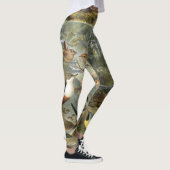 Bunte Vintage Illustration der Vögel Leggings (Rechts)