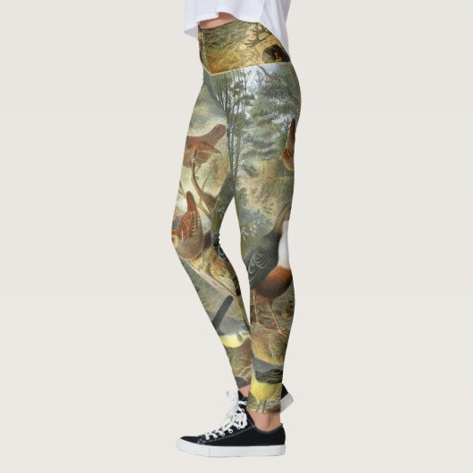 Bunte Vintage Illustration der Vögel Leggings (Links)