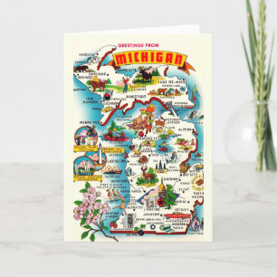 Bunte Vintage-Michigan-Karte  Karte