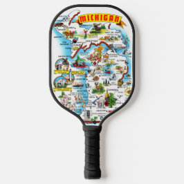 Bunte Vintage-Michigan-Karte Pickleball Schläger