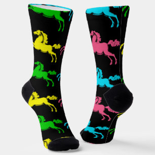Bunte Vintage-Pferd-Socken in Schwarz Socken