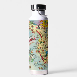 Bunte Vintage-Retro-Karte von Florida Trinkflasche