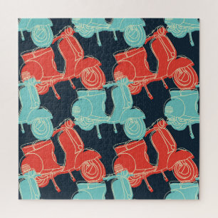 Bunte Vintage-Roller-Illustration Puzzle