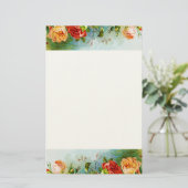 Bunte Vintage Rosen Briefpapier (Stehend Vorderseite)