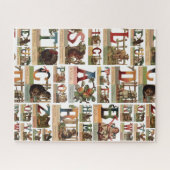 Bunte Vintage-Tier-Alphabet-Collage Puzzle (Horizontal)