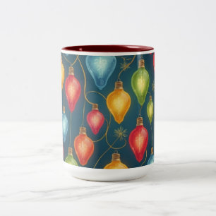 Bunte, vintage Weihnachtsbeleuchtung Dekor Zweifarbige Tasse