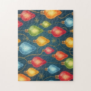 Bunte, vintage Weihnachtsbeleuchtung Dekoration Puzzle