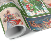 Bunte Vintage-Weihnachtspostkarten-Verpackungspapi Geschenkpapier (Rolleneckpunkt)