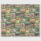 Bunte Vintage-Weihnachtspostkarten-Verpackungspapi Geschenkpapier (Flach)
