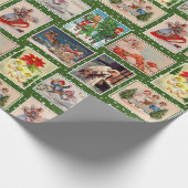 Bunte Vintage-Weihnachtspostkarten-Verpackungspapi Geschenkpapier (Ecke)