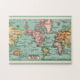 Bunte Vintage-Weltkarte Puzzle