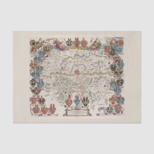 Bunte Vintage Zahlen u. Emblem-alte Weltkarte Seidenpapier (Vorderseite)