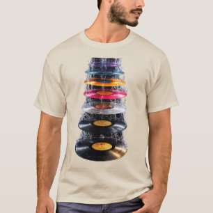 Bunte Vinyl-Schallplatten-Wasserspritzer-Wandkunst T-Shirt
