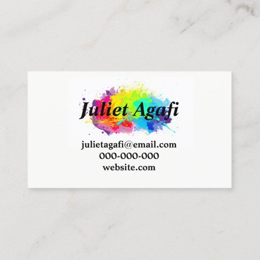 Bunte Visitenkarte mit farbigen Flecken (Rückseite)