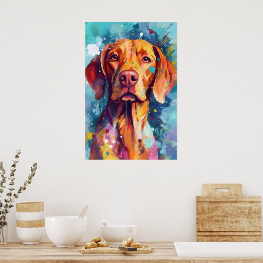 Bunte Vizsla Kunst Poster (Küche)