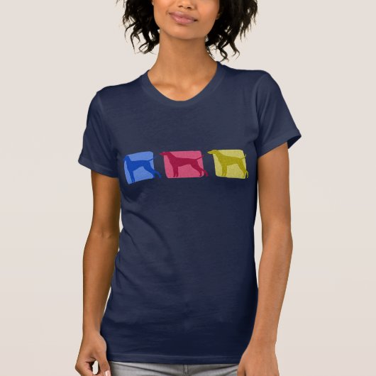 Bunte Vizsla Silhouetten T-Shirt (Vorderseite)