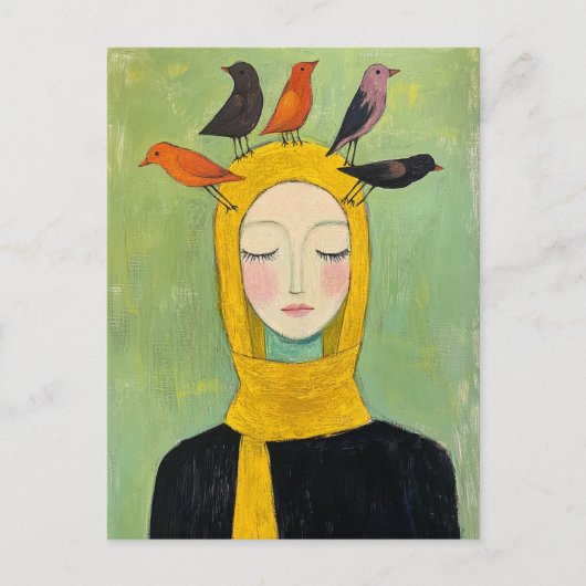 Bunte Vögel auf ihrem Kopf Postkarte (Vorderseite)