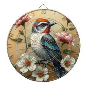 Bunte Vogel Blumen Dartboard Dartscheibe