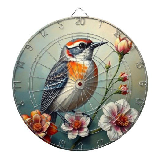 Bunte Vogel-Blumen-Dartscheibe Dartscheibe (vorne)