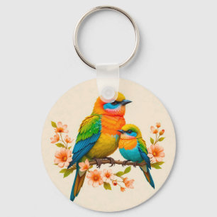 Bunte Vögel sitzen auf einem Ast Schlüsselanhänger